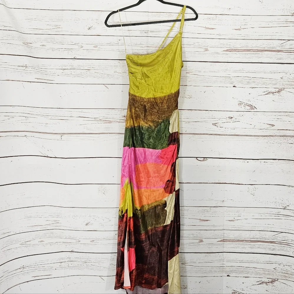 NWT Anthropologie | Bl-nk | Multicolored Slip Maxi Dress PETITE - Picture 3 of 8